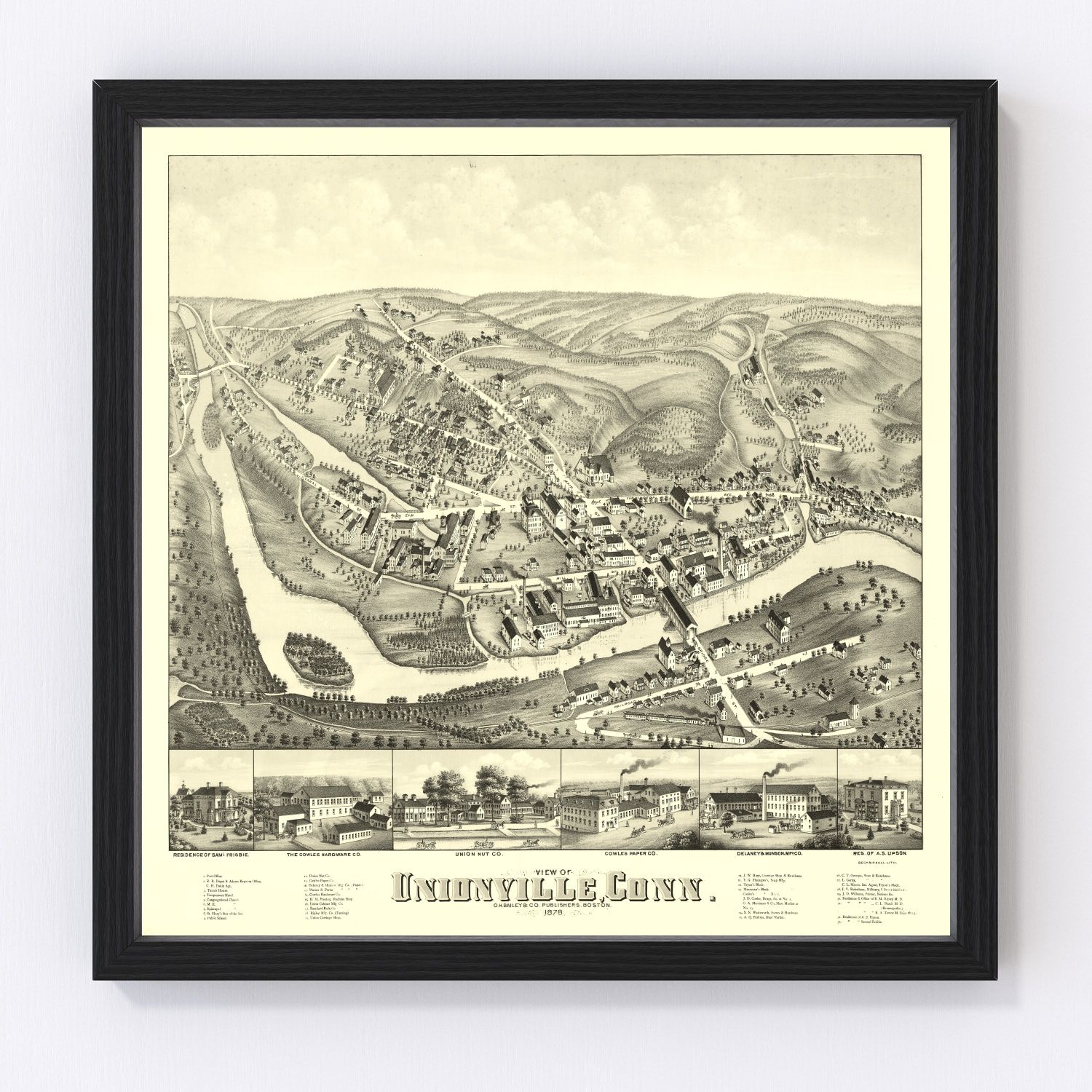 vintage map of Unionville, Connecticut, 1878