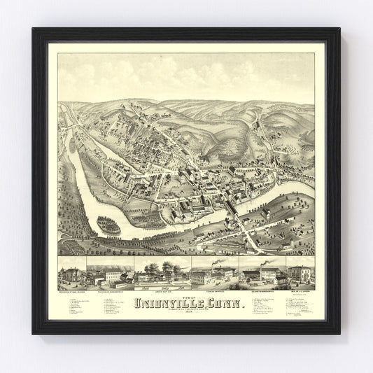 vintage map of Unionville, Connecticut, 1878