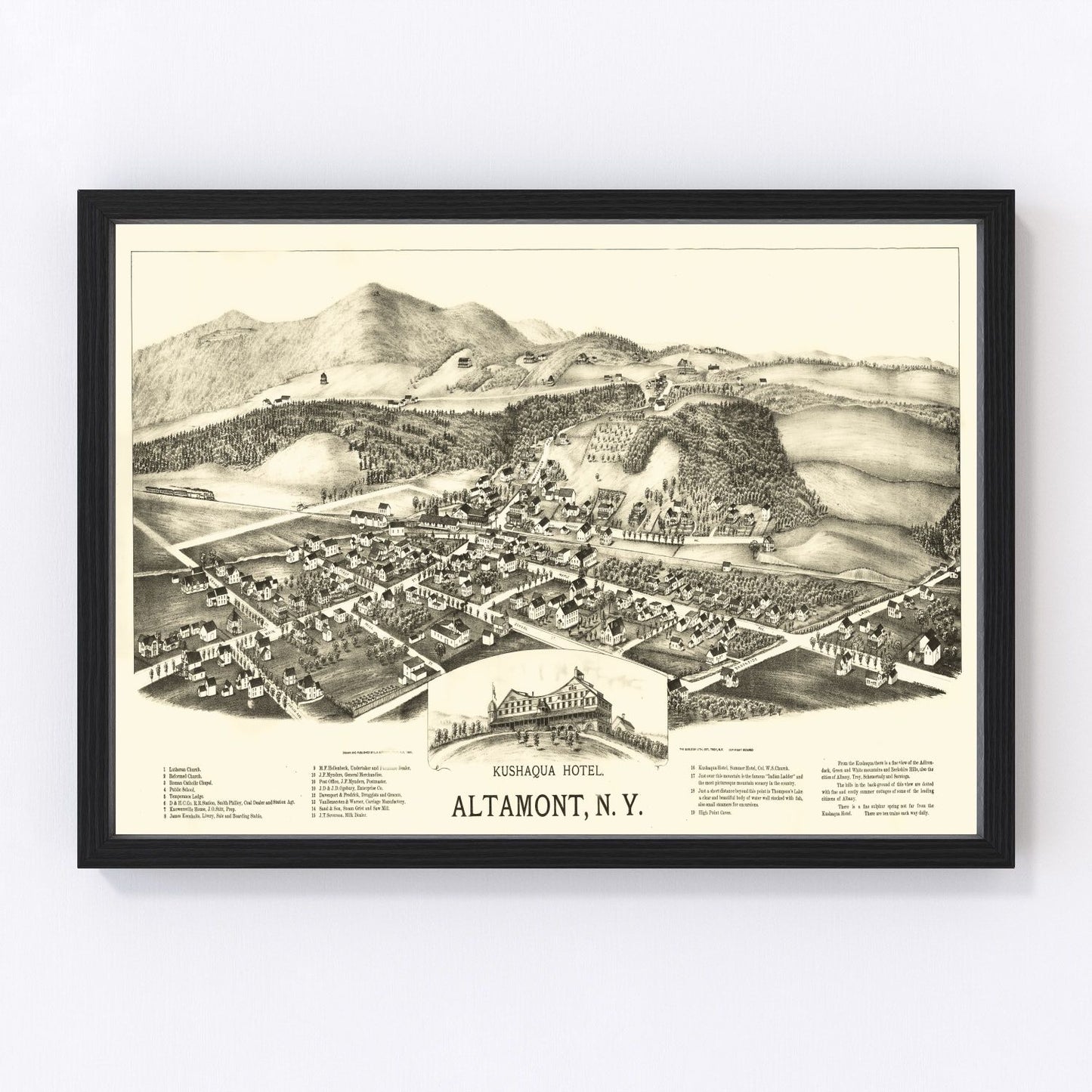 Vintage map of Altamont, New York, 1890, Albany County