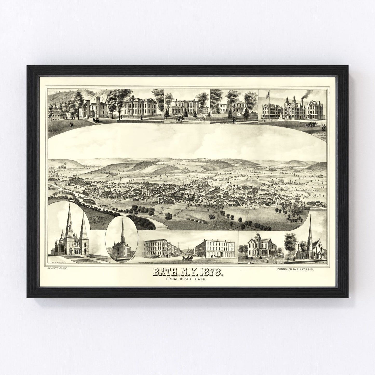 Vintage map of Bath, New York, 1878
