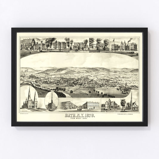 Vintage map of Bath, New York, 1878