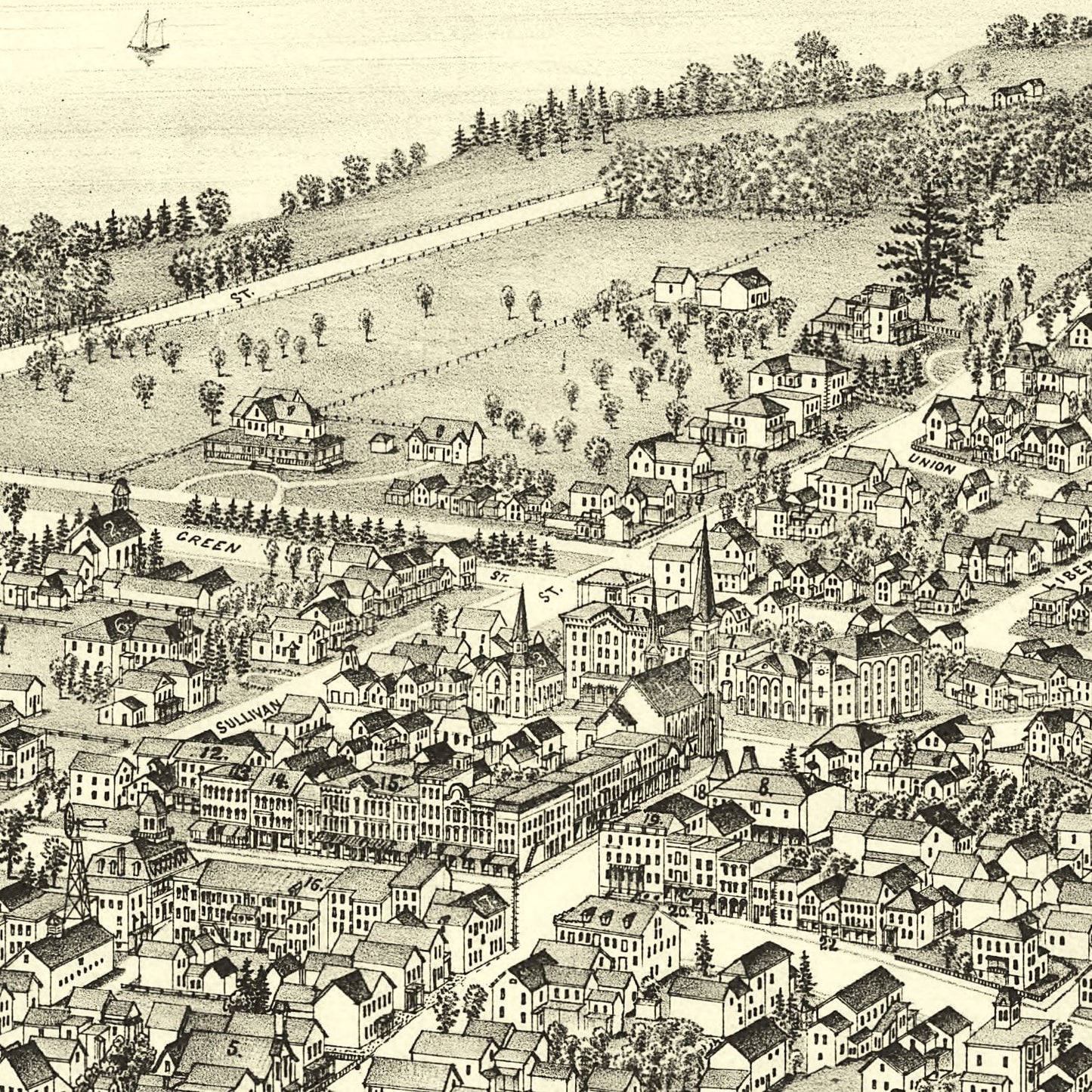 Vintage Map of Cazenovia, New York, 1890