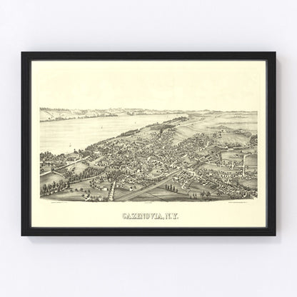 Vintage map of Cazenovia, New York, 1890, restored vintage wall art print