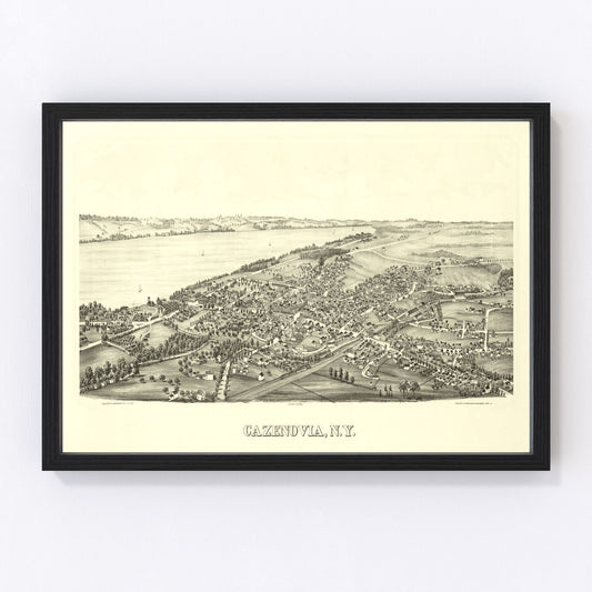 Vintage map of Cazenovia, New York, 1890, restored vintage wall art print
