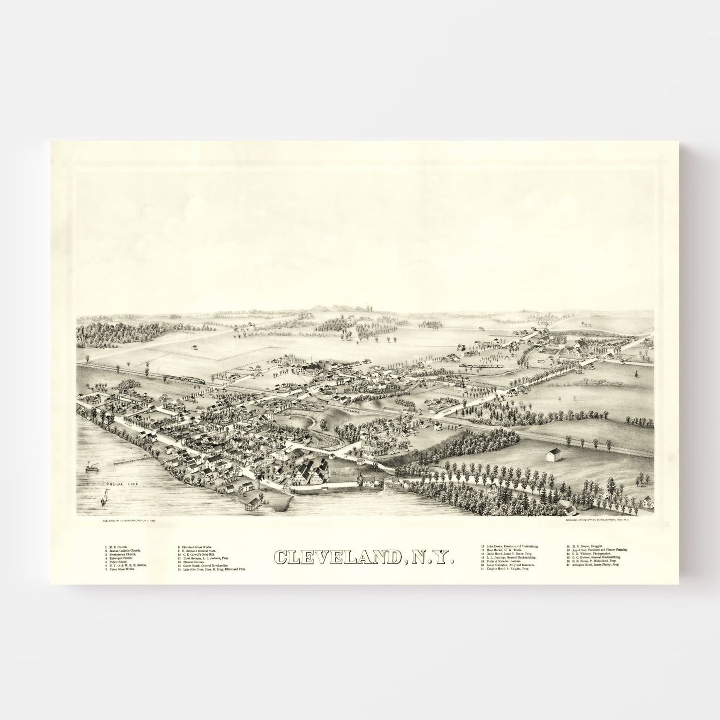 Vintage Map of Cleveland, New York, 1890