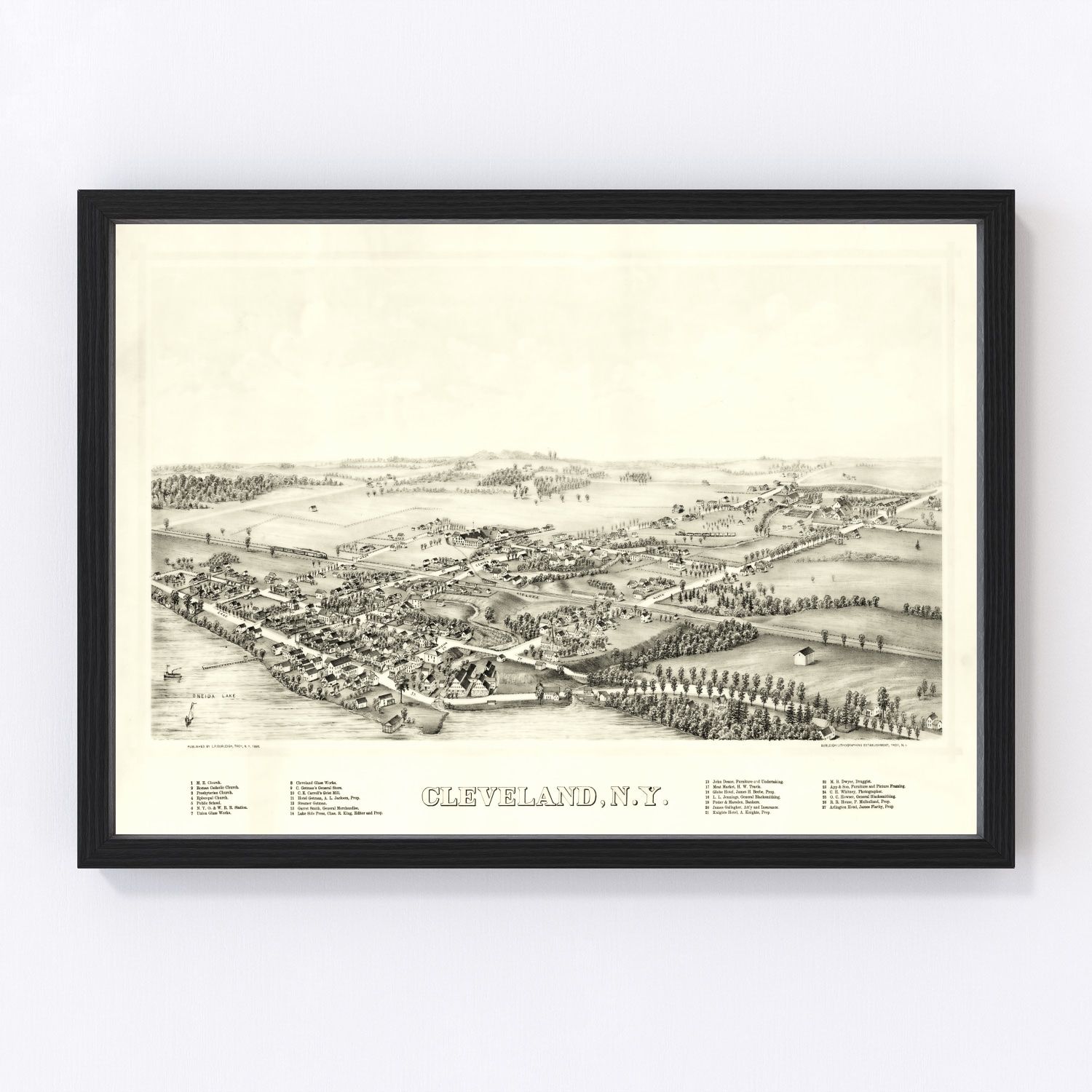 vintage map of Cleveland, New York, 1890