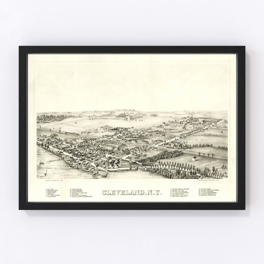 vintage map of Cleveland, New York, 1890