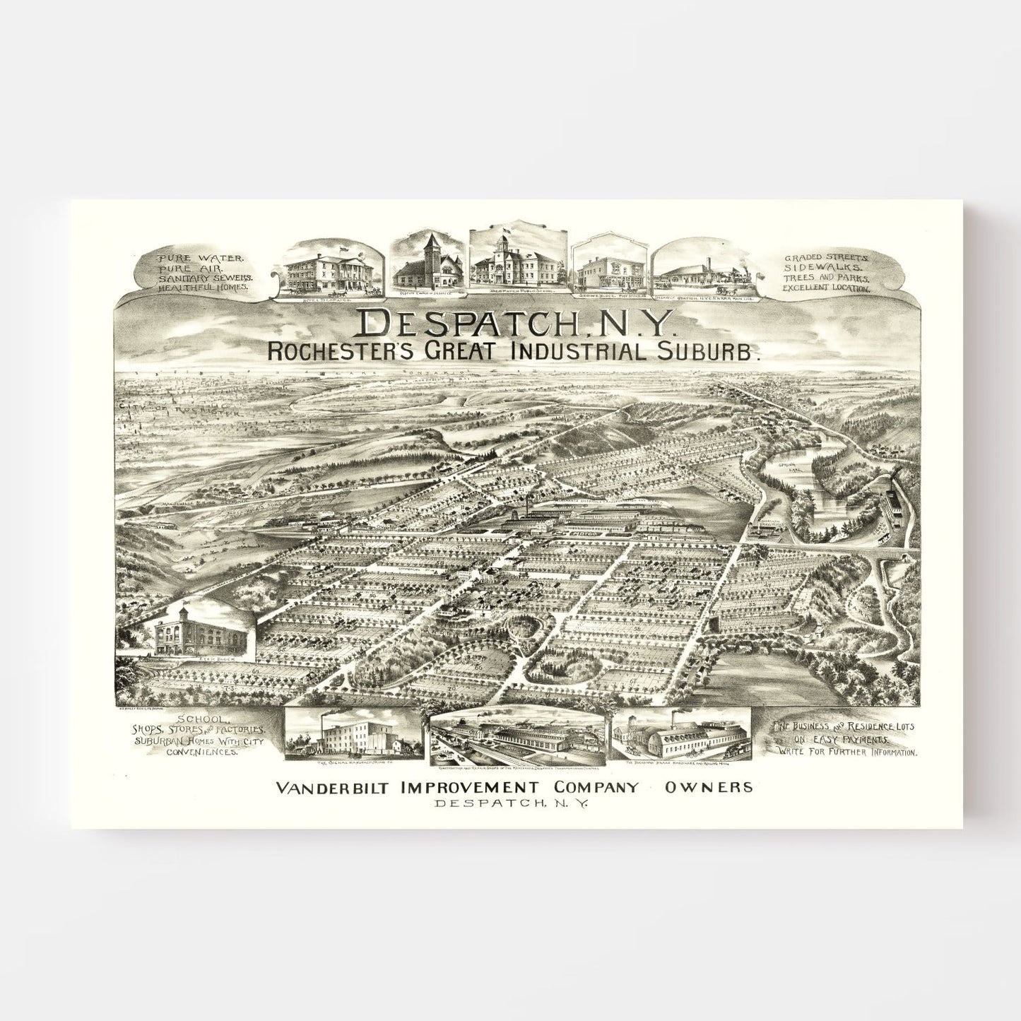 Vintage Map of Despatch, New York 1890