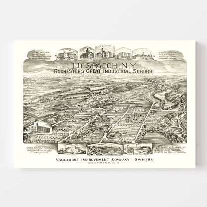 Vintage Map of Despatch, New York 1890