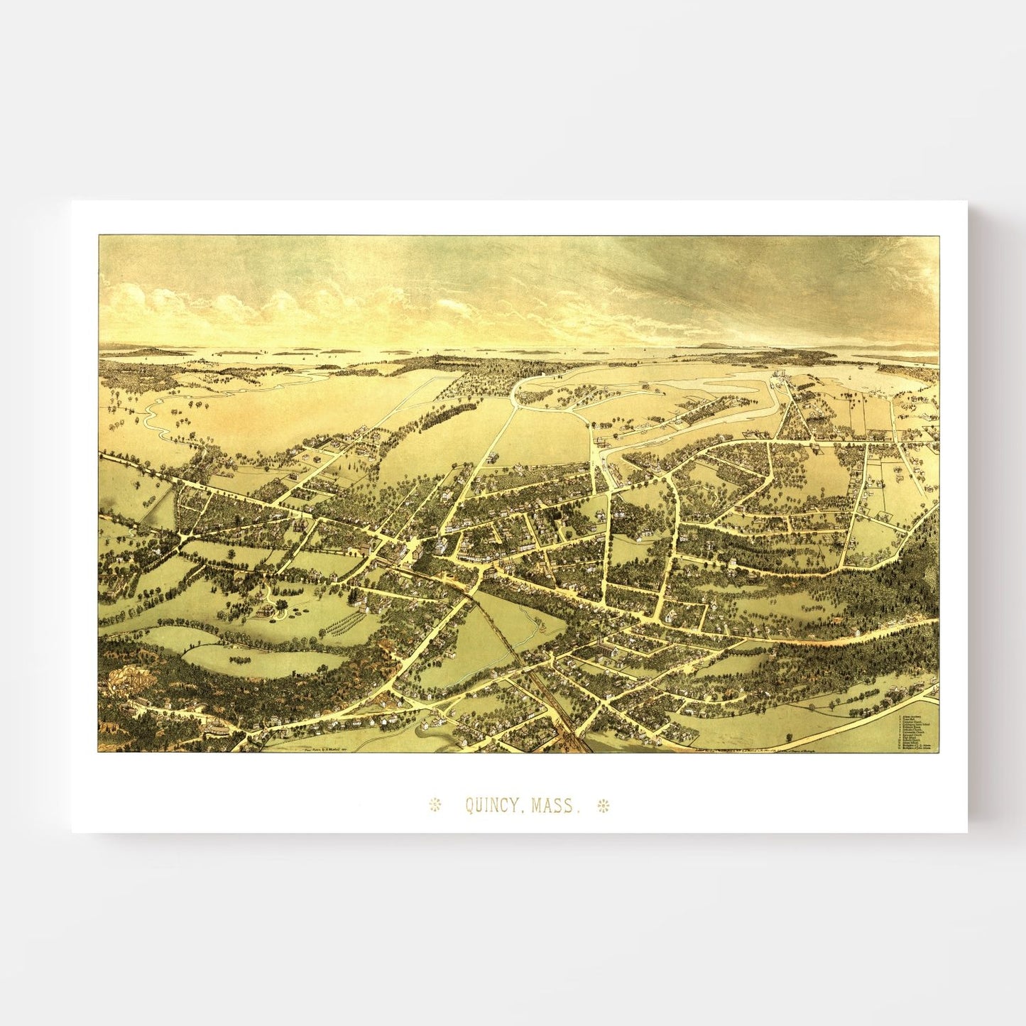Vintage Map of Quincy, Massachusetts, 1878