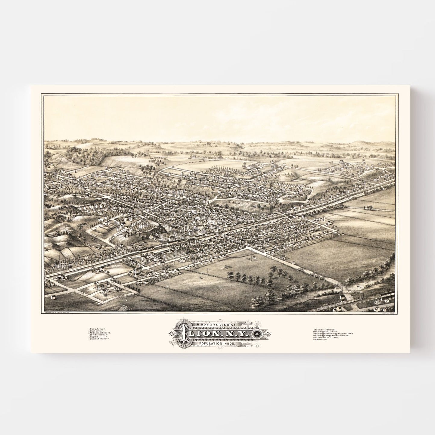 Vintage Map of Ilion, New York, 1881