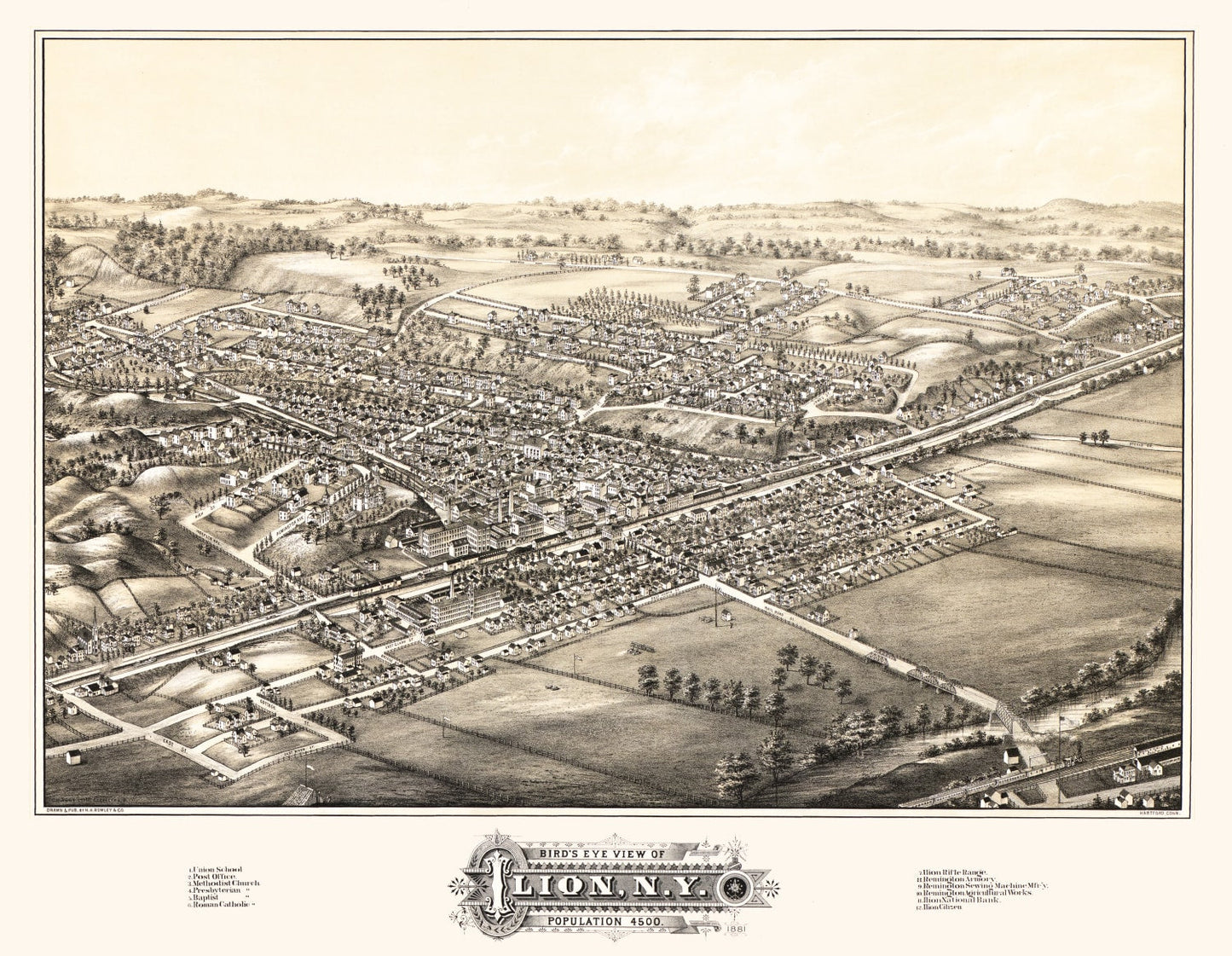 Vintage Map of Ilion, New York, 1881