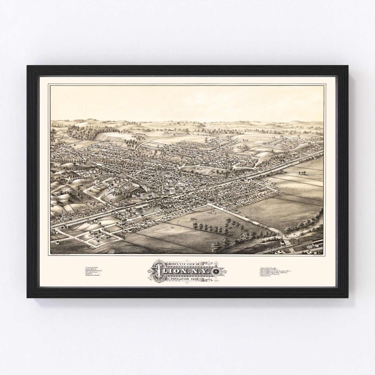 Vintage map of Ilion, New York, 1881