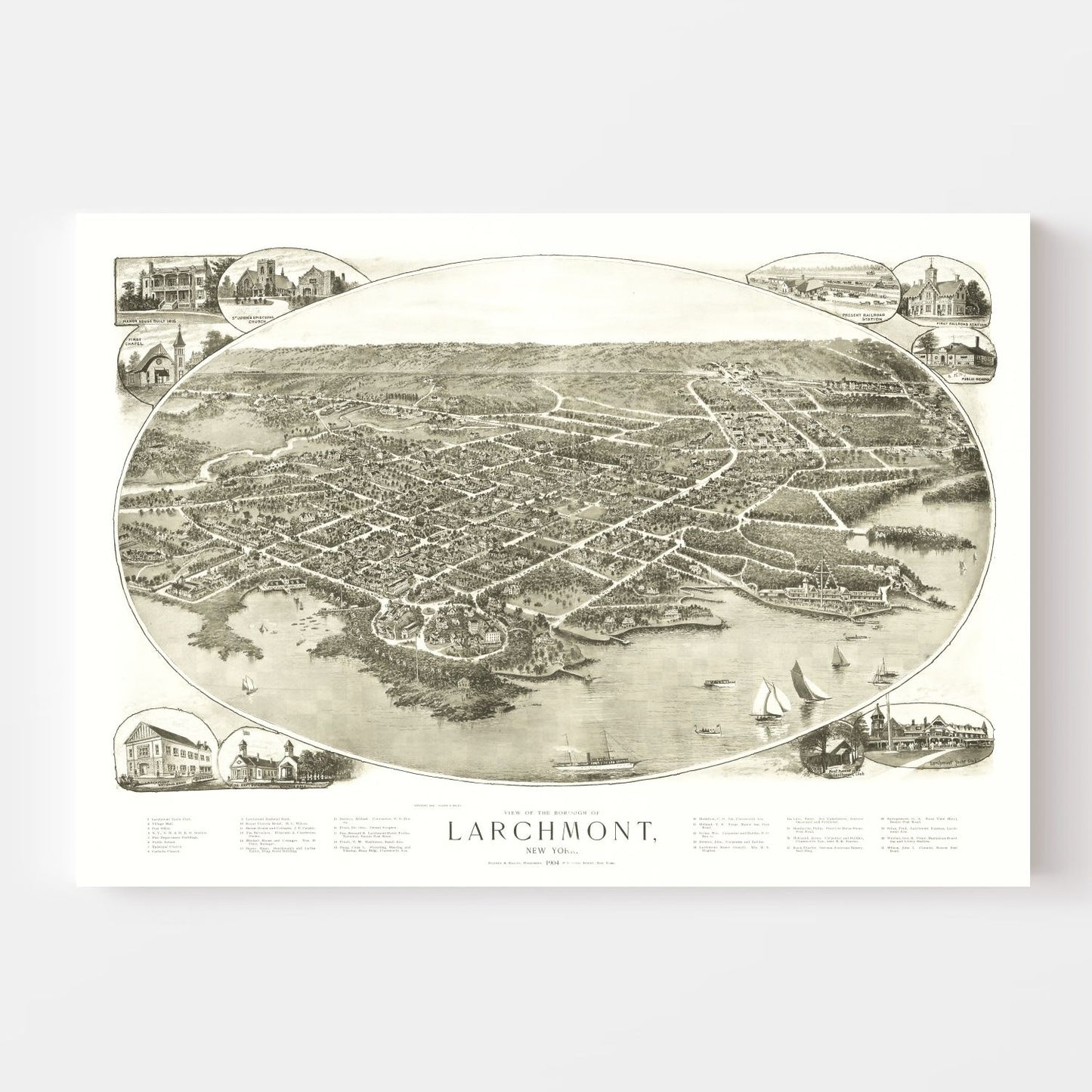 Vintage Map of Larchmont, New York, 1904