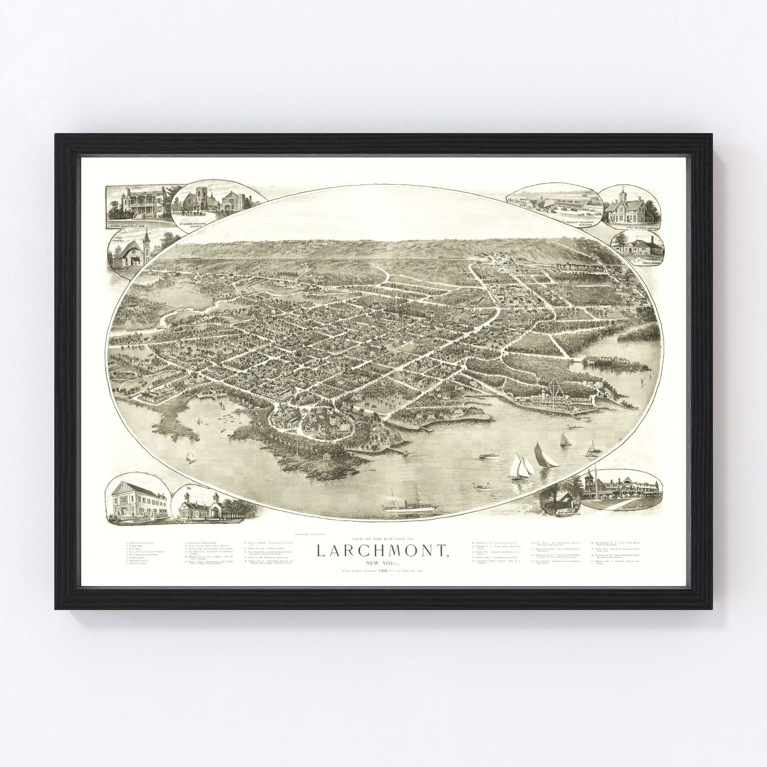 Vintage map of Larchmont, New York, 1904