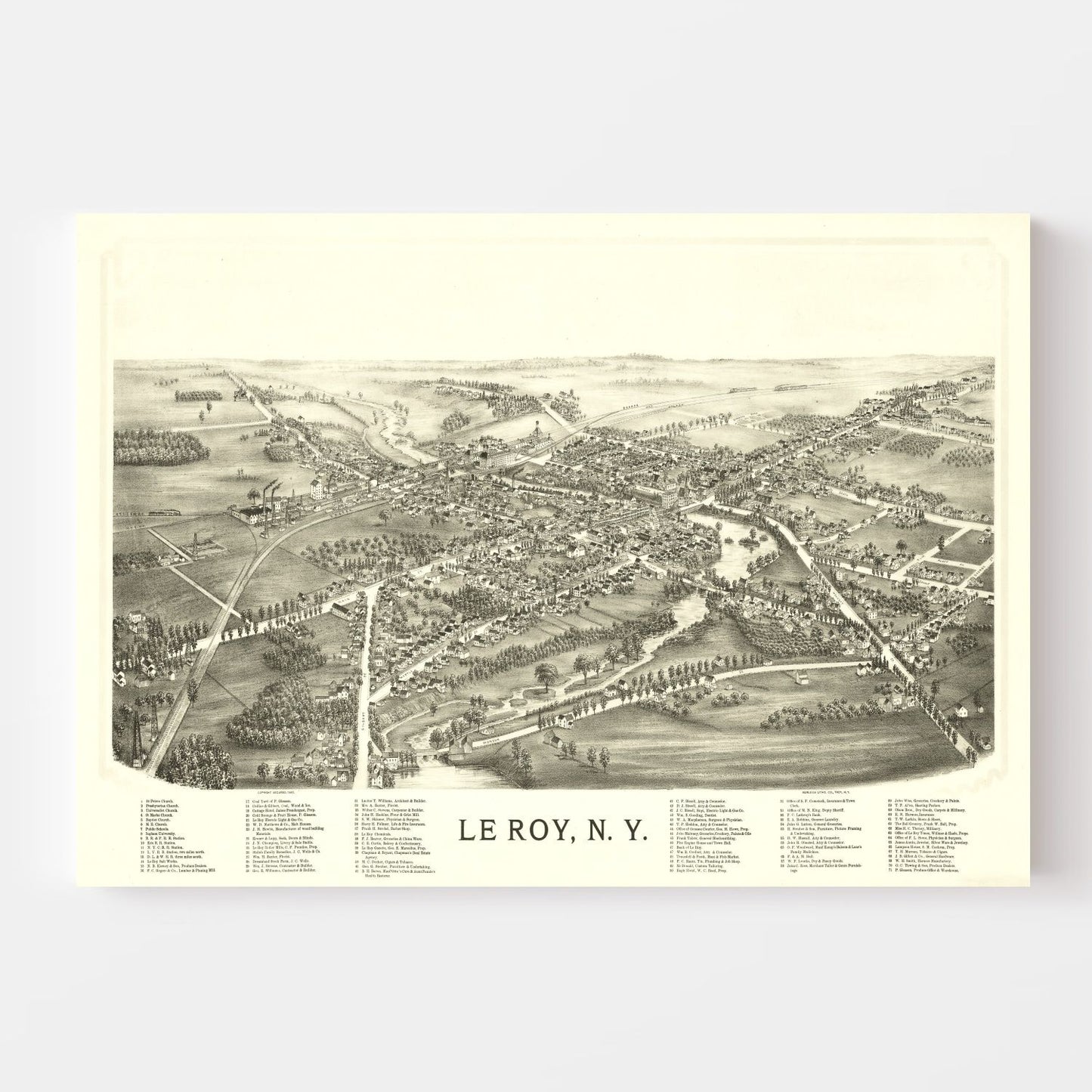 Vintage Map of Le Roy, New York, 1892