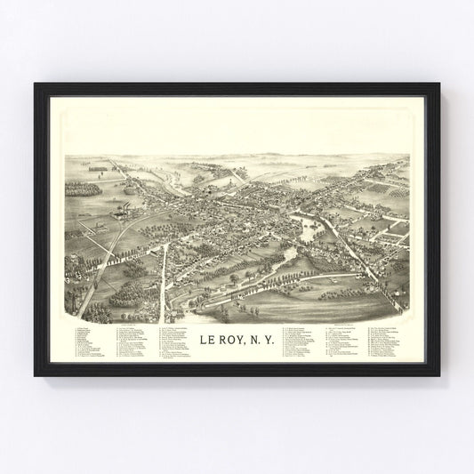 Vintage map of Le Roy, New York, 1892