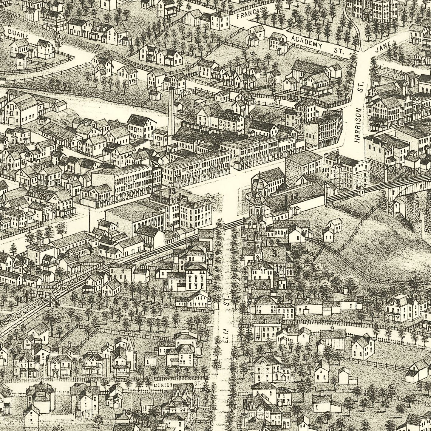 Vintage Map of Malone, New York, 1886
