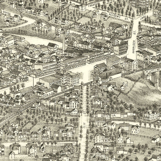 Vintage Map of Malone, New York, 1886