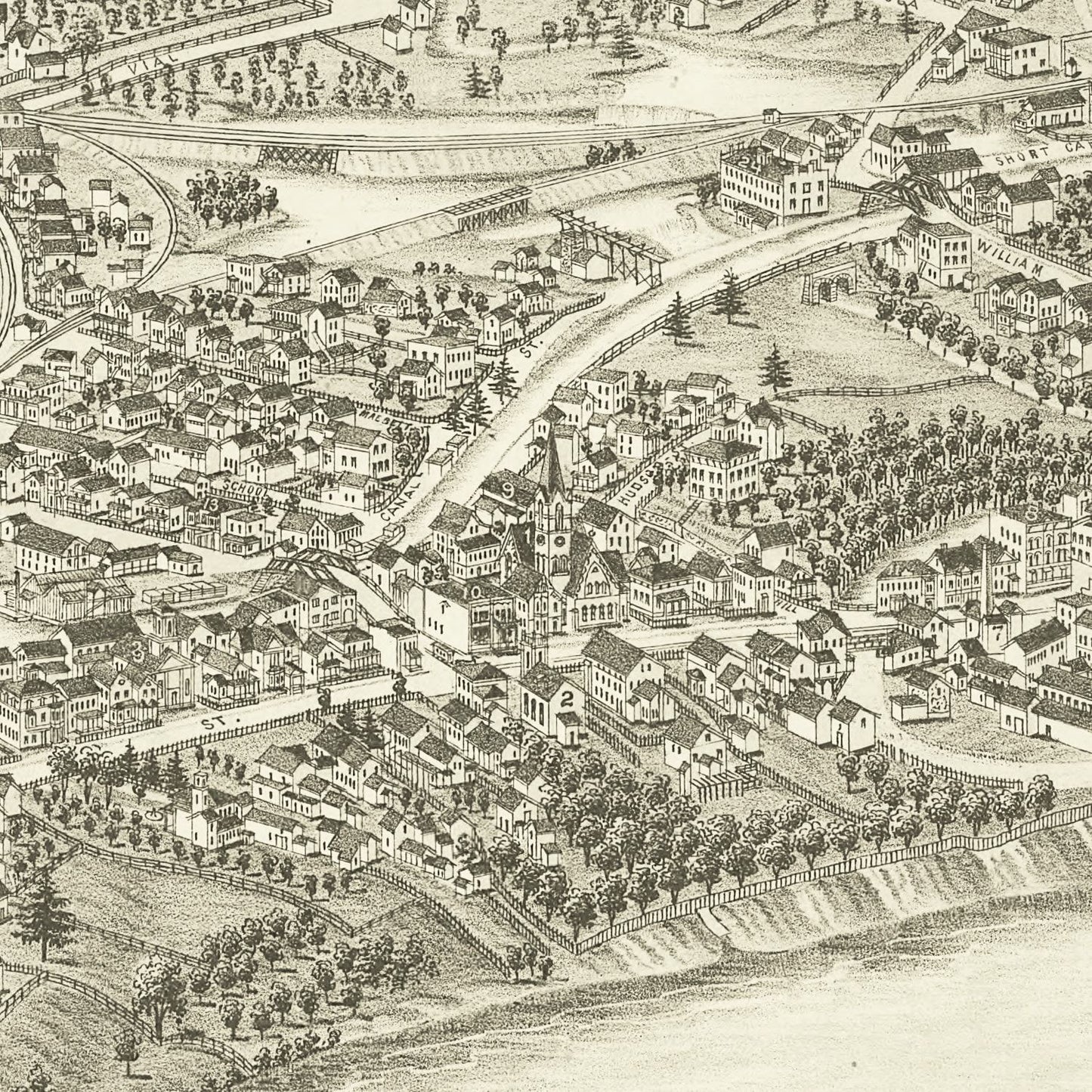 Vintage Map of Mechanicville, New York, 1880