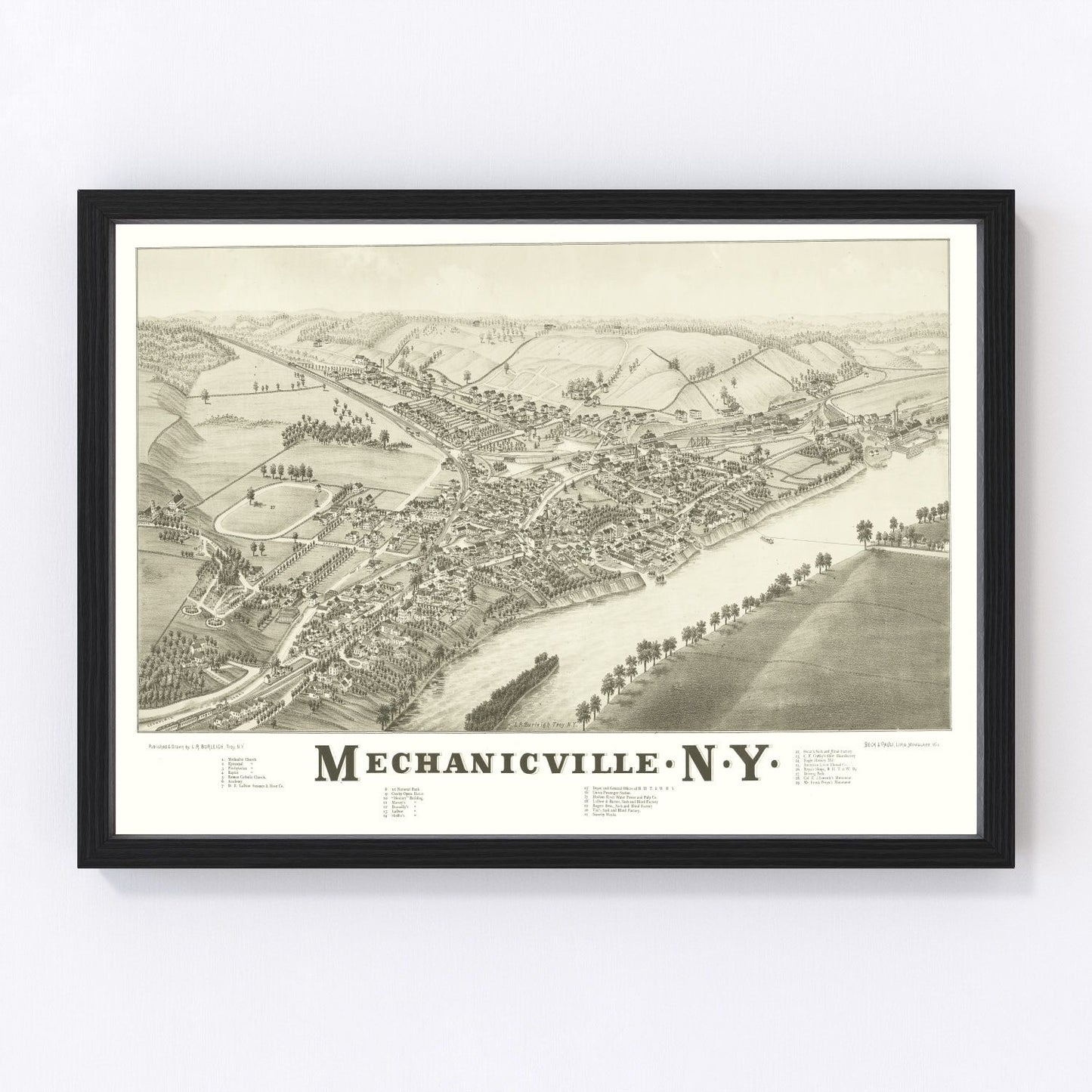 Vintage map of Mechanicville, New York, 1880