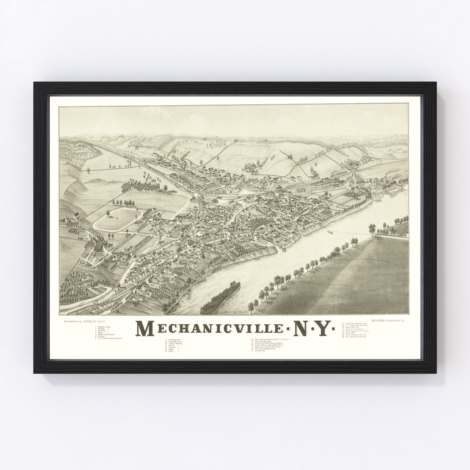Vintage map of Mechanicville, New York, 1880