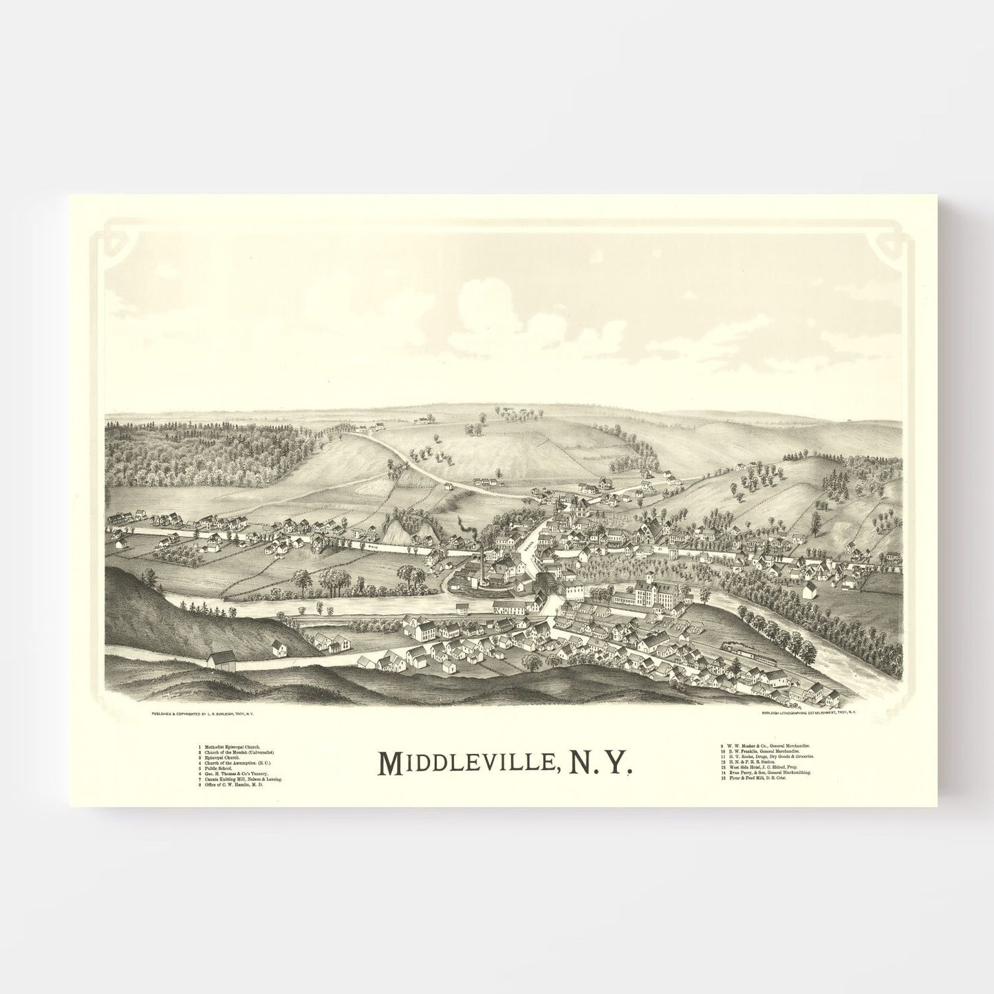 Vintage Map of Middleville, New York, 1890