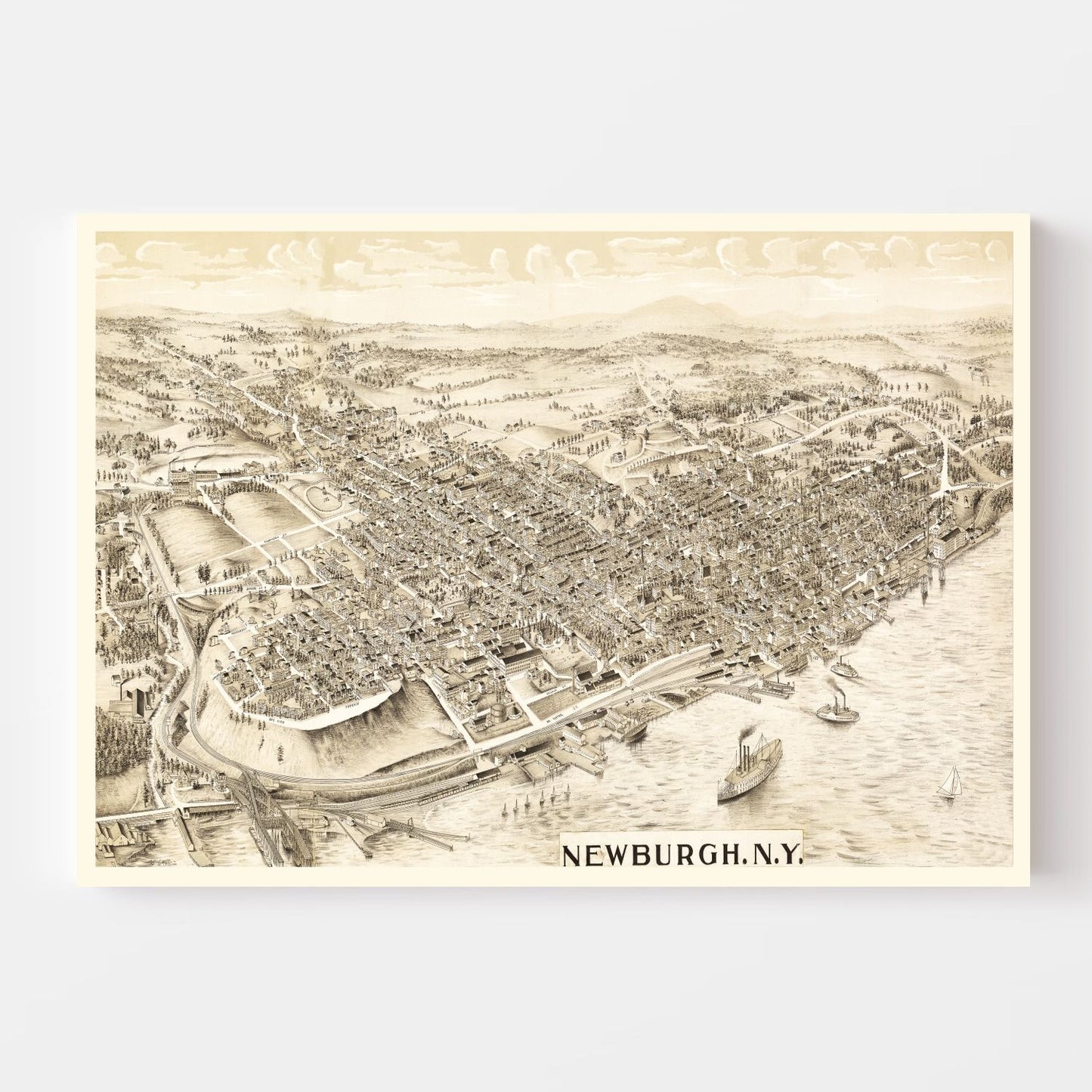 Vintage Map of Newburgh, New York, 1900