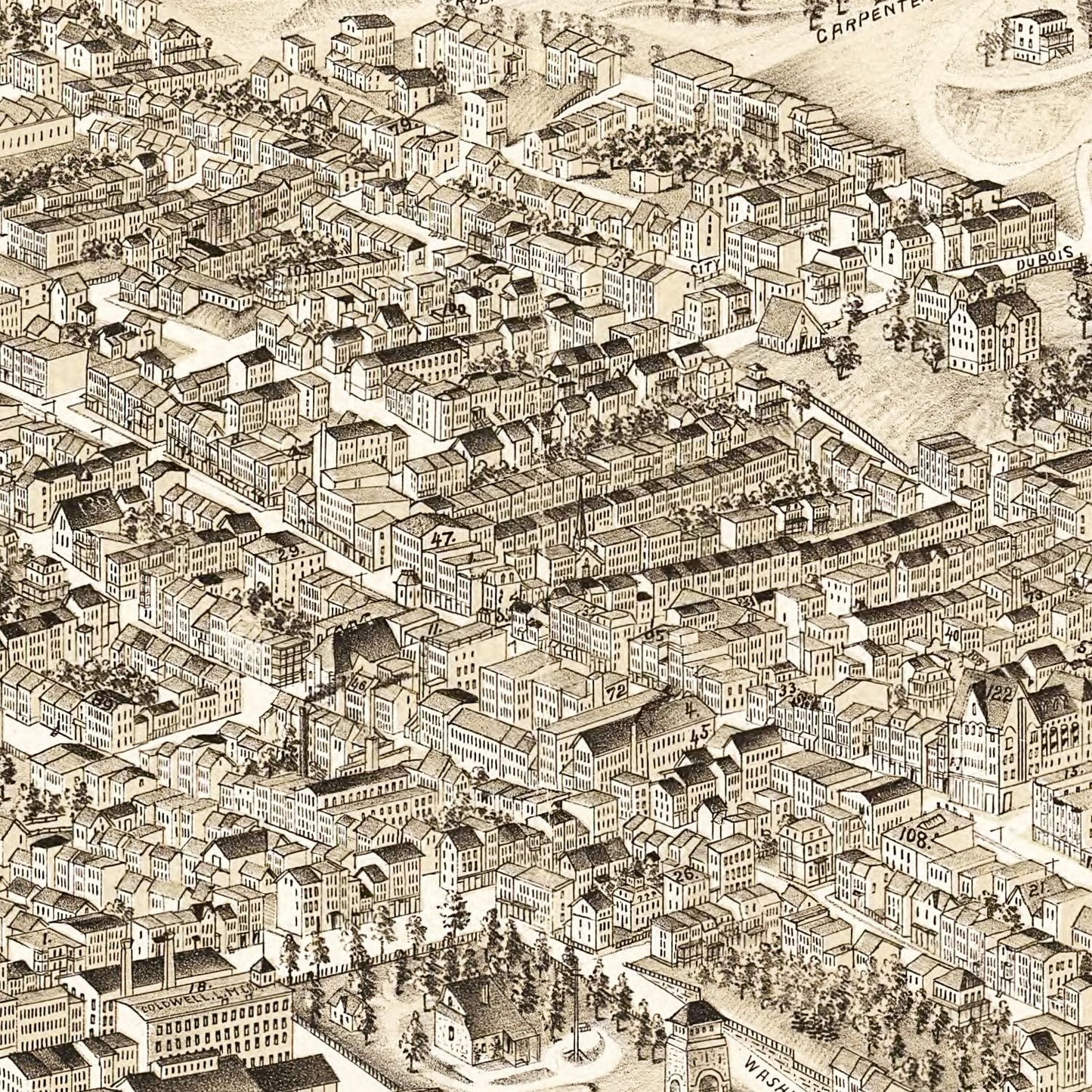 Vintage Map of Newburgh, New York, 1900