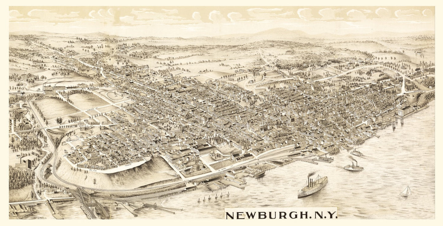 Vintage Map of Newburgh, New York, 1900