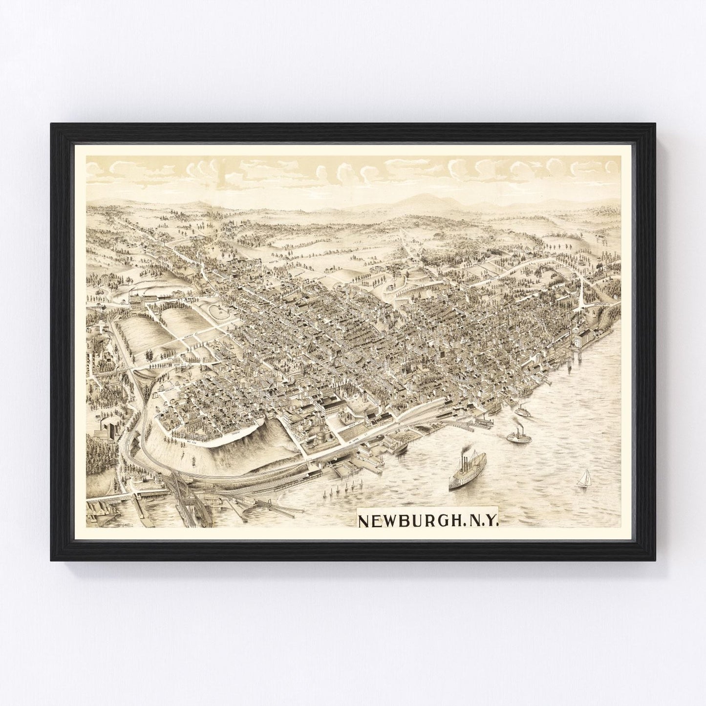 Vintage map of Newburgh, Orange County, New York, 1900