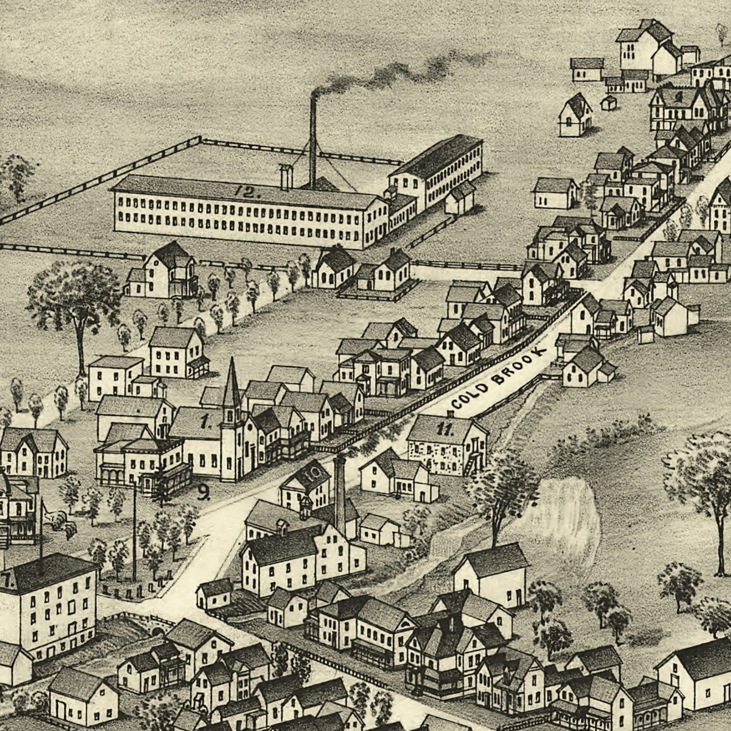 Vintage Map of Poland, New York, 1890