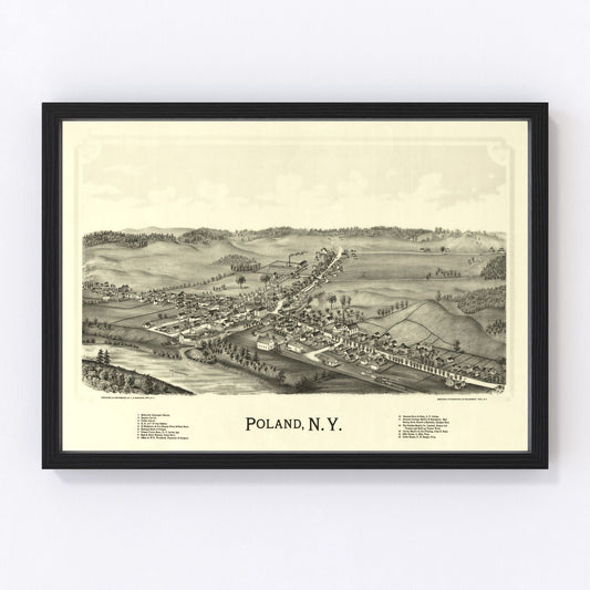 Vintage map of Poland, New York, 1890
