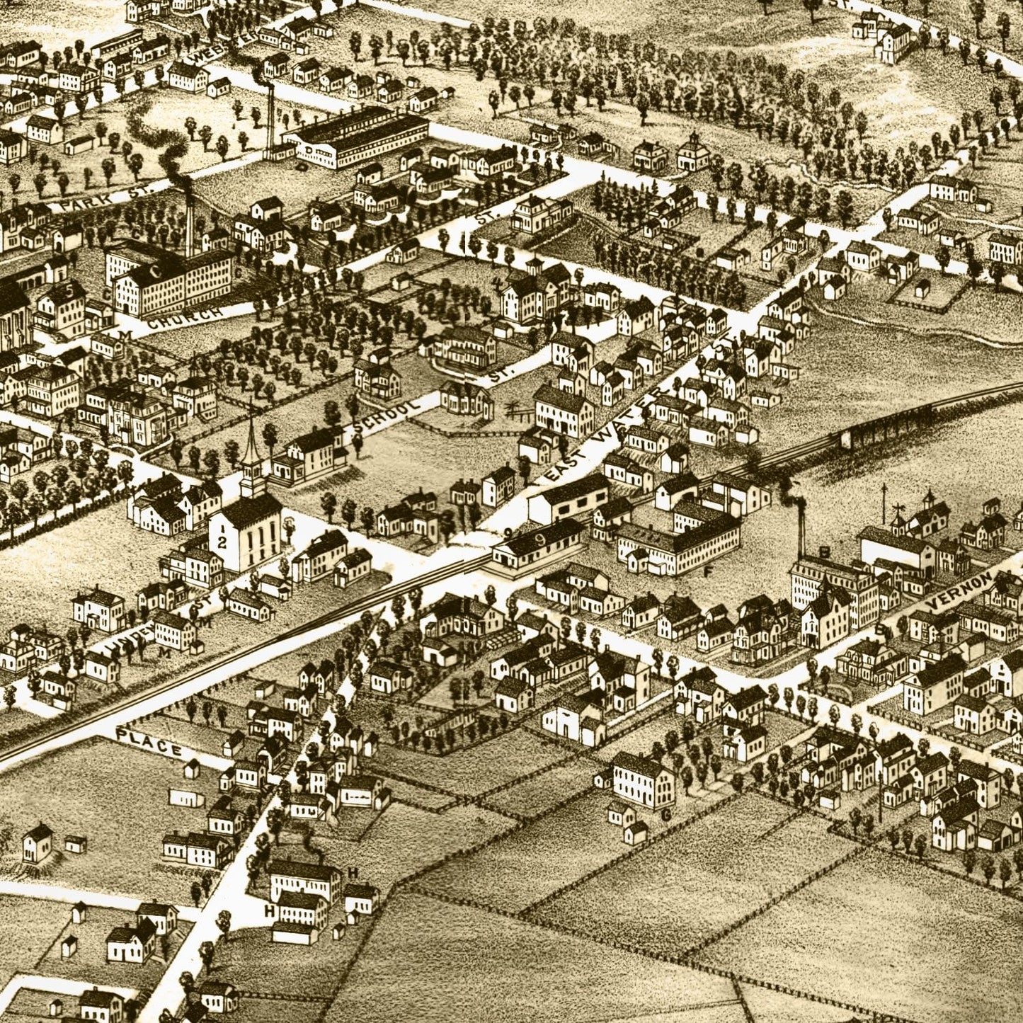 Vintage Map of Rockland, Massachusetts, 1881