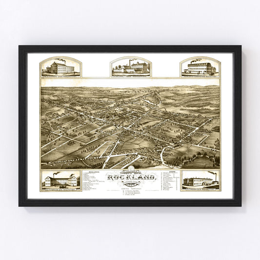 Vintage map of Rockland, Massachusetts, 1881