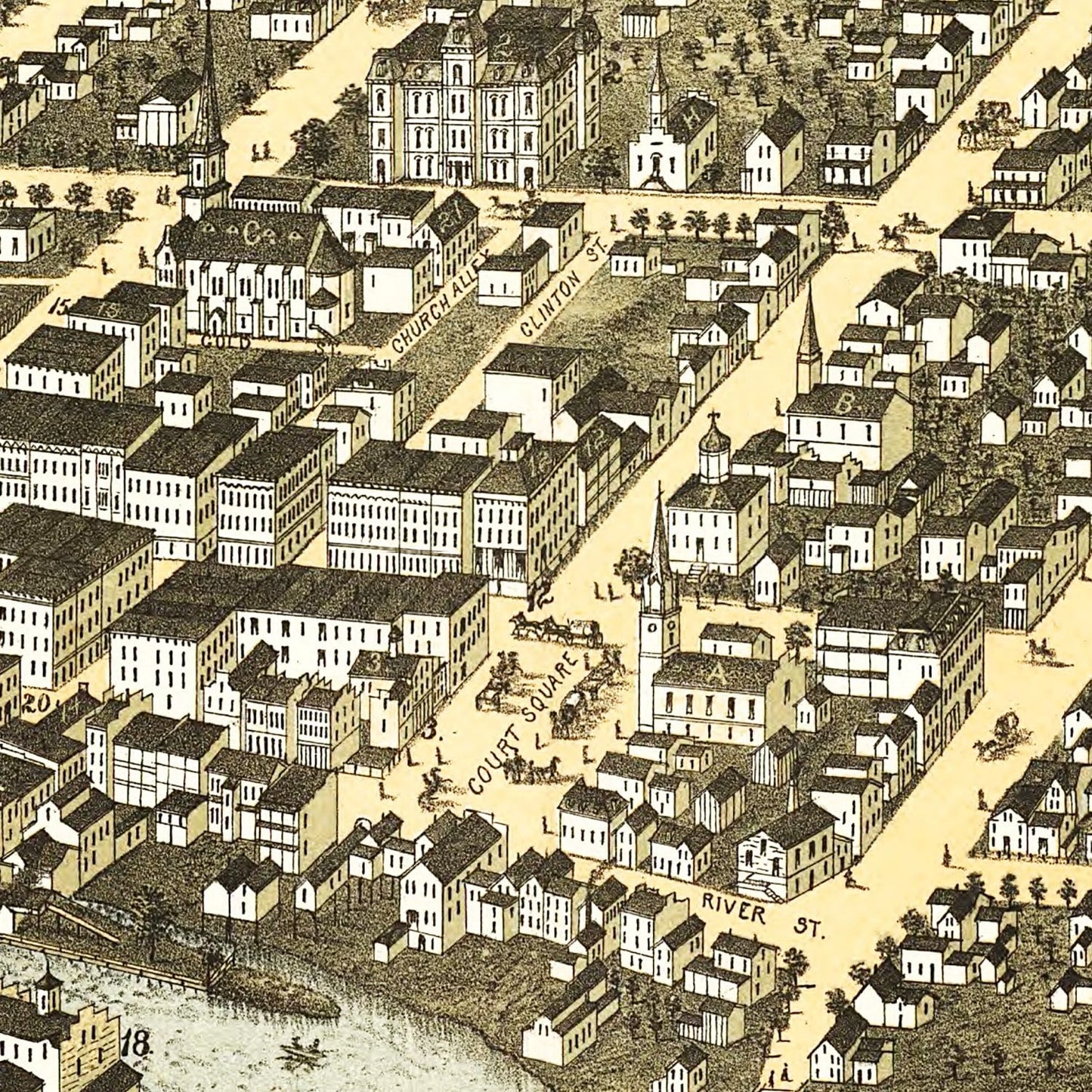 Vintage Map of Plattsburgh, New York, 1877
