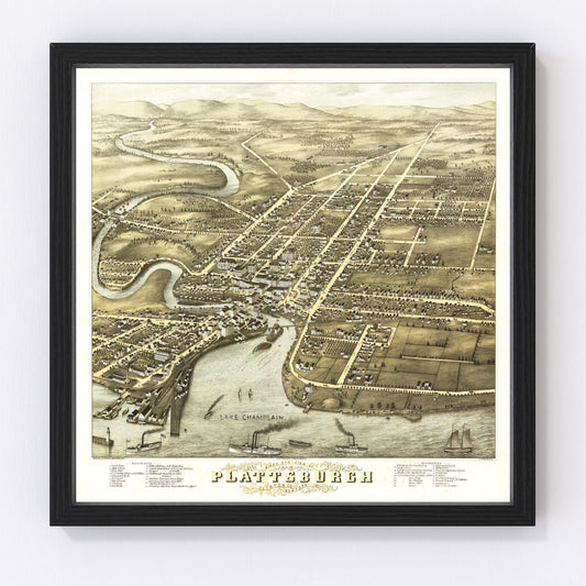 vintage map of Plattsburgh, New York, 1877