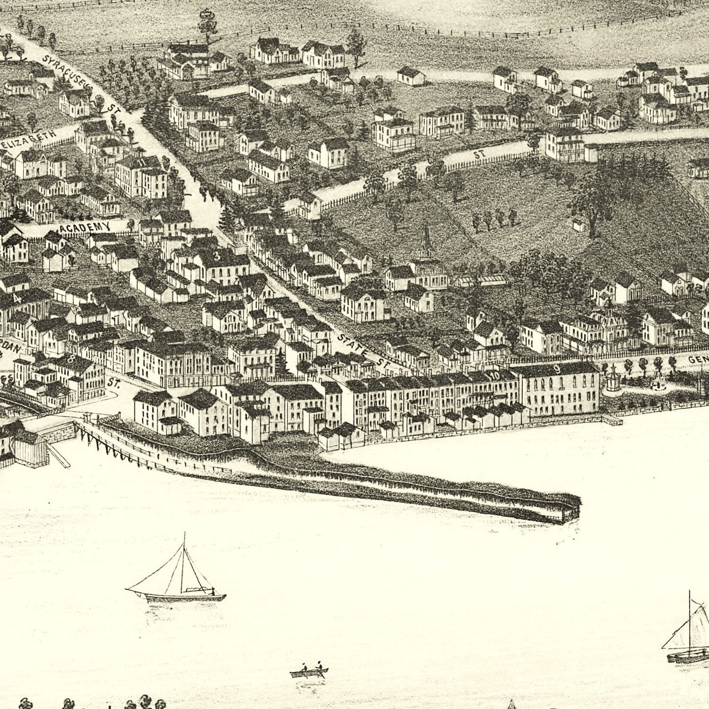 Vintage Map of Skaneateles, New York, 1884