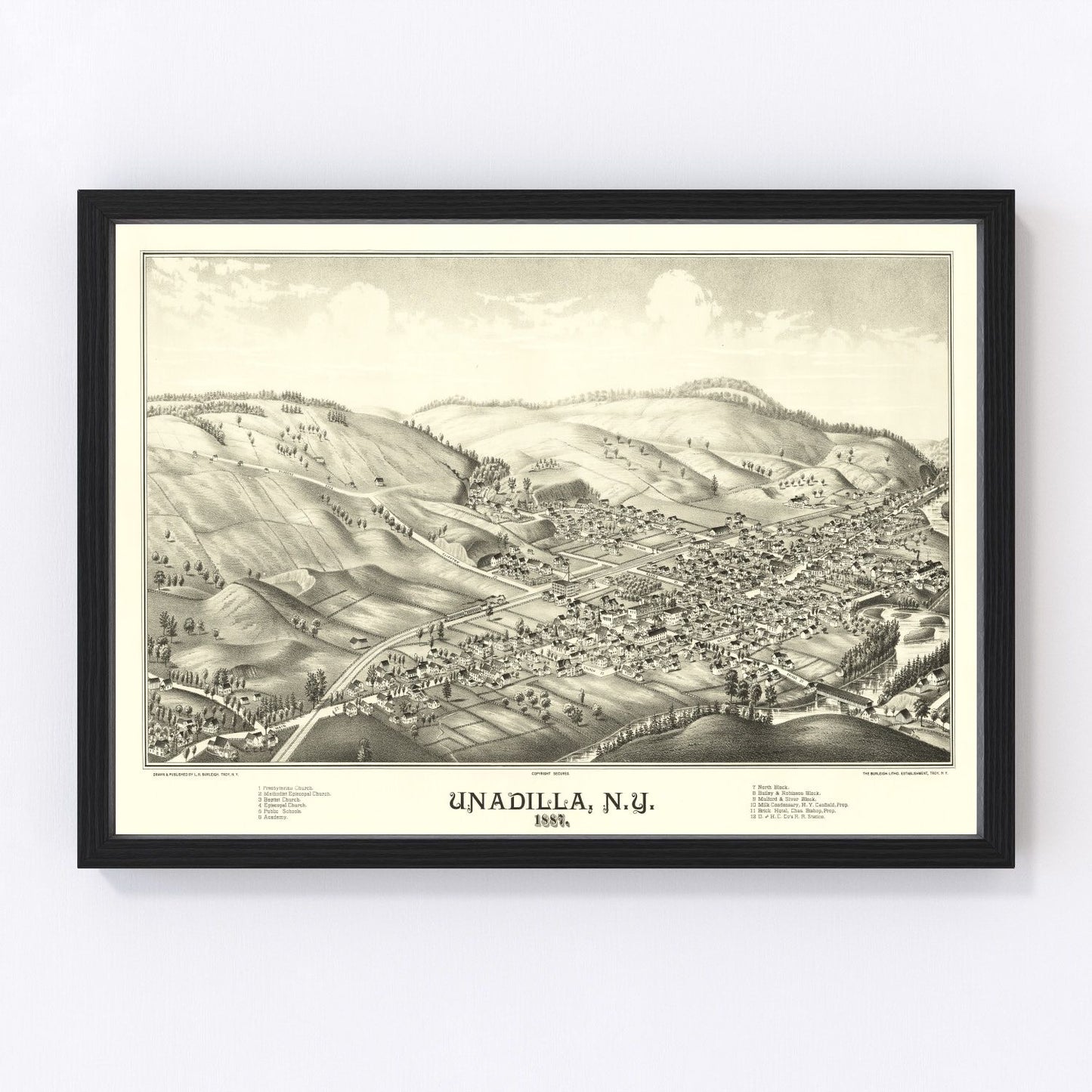 vintage map of Unadilla, New York, 1887