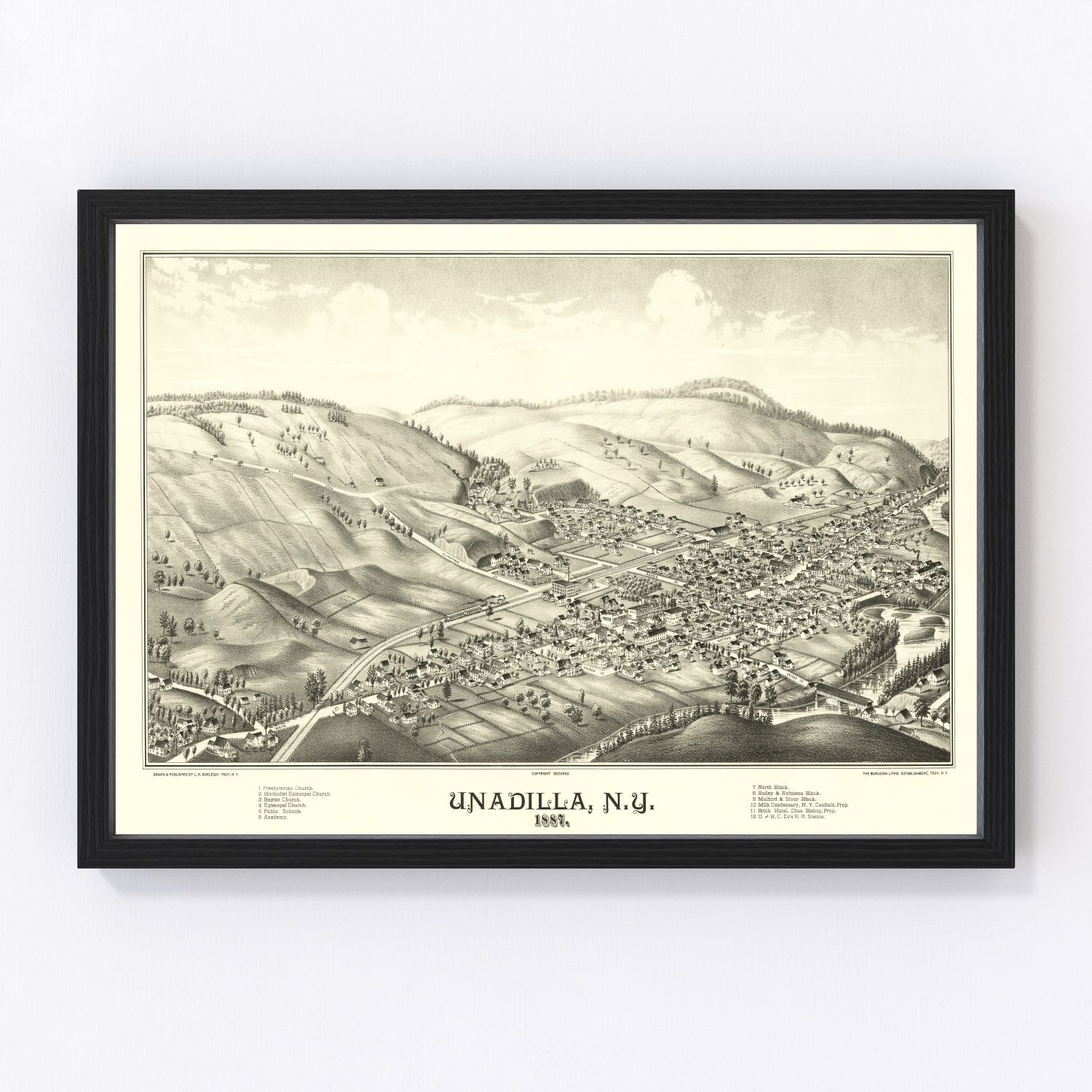 vintage map of Unadilla, New York, 1887