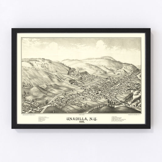 vintage map of Unadilla, New York, 1887