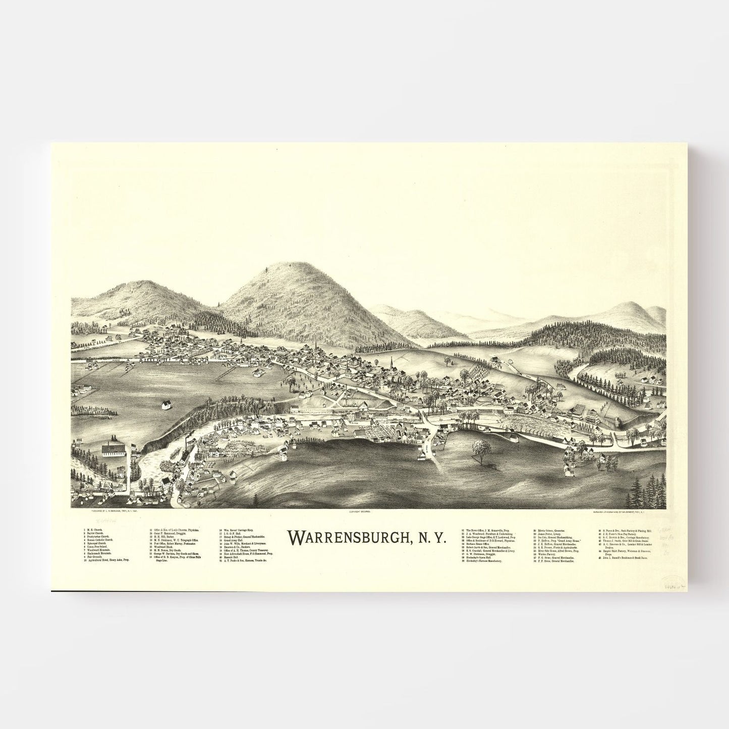 Vintage Map of Warrensburgh, New York, 1891