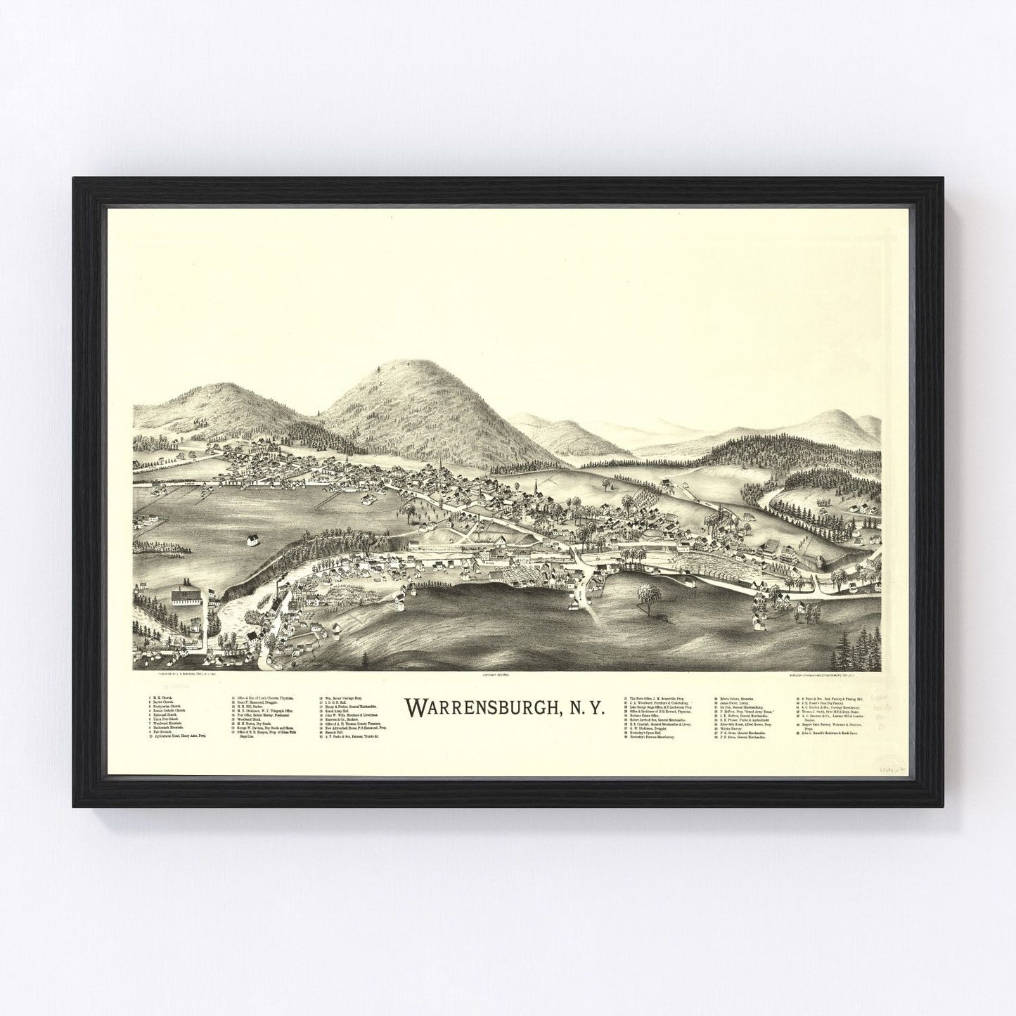 Vintage map of Warrensburgh, New York, 1891