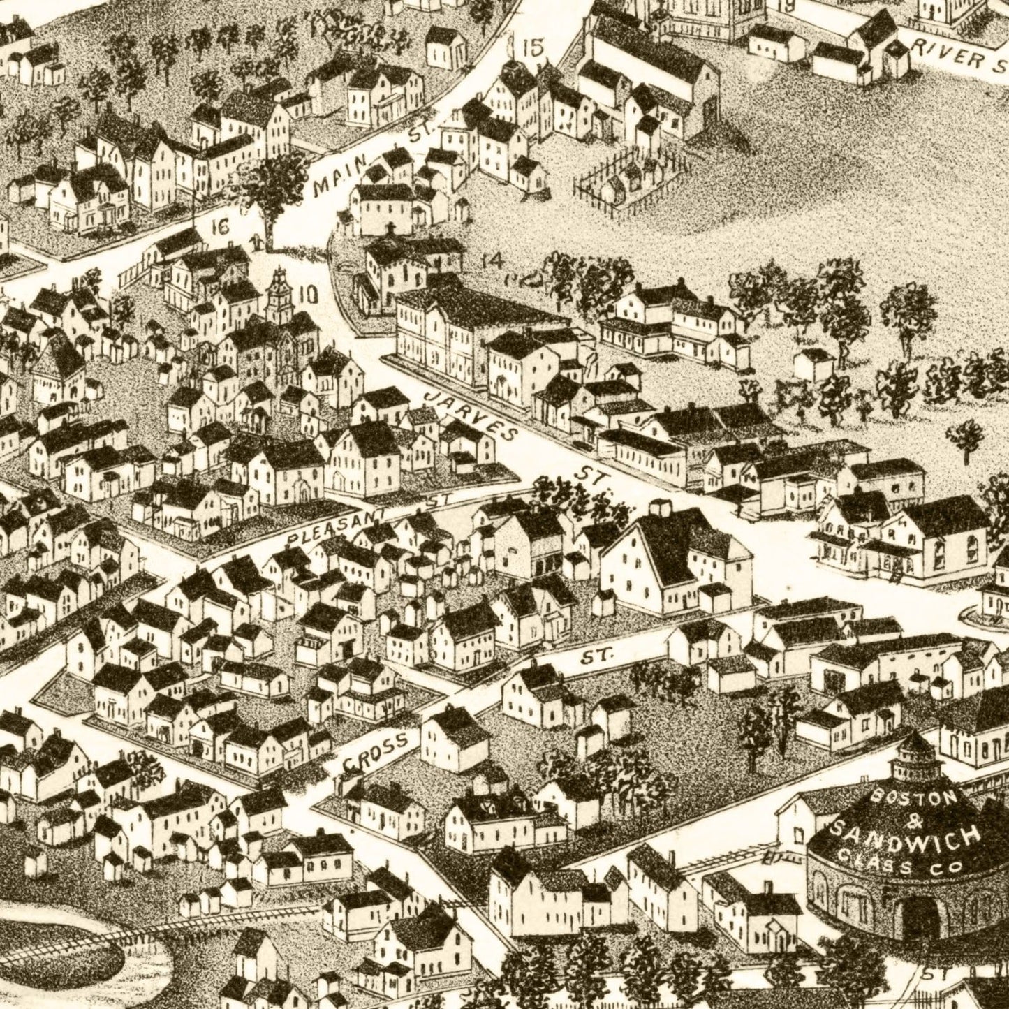 Vintage Map of Sandwich Village, Massachusetts, 1884
