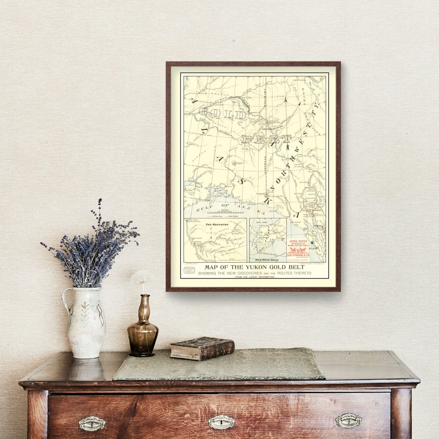 Vintage Yukon Gold Belt Map, 1897