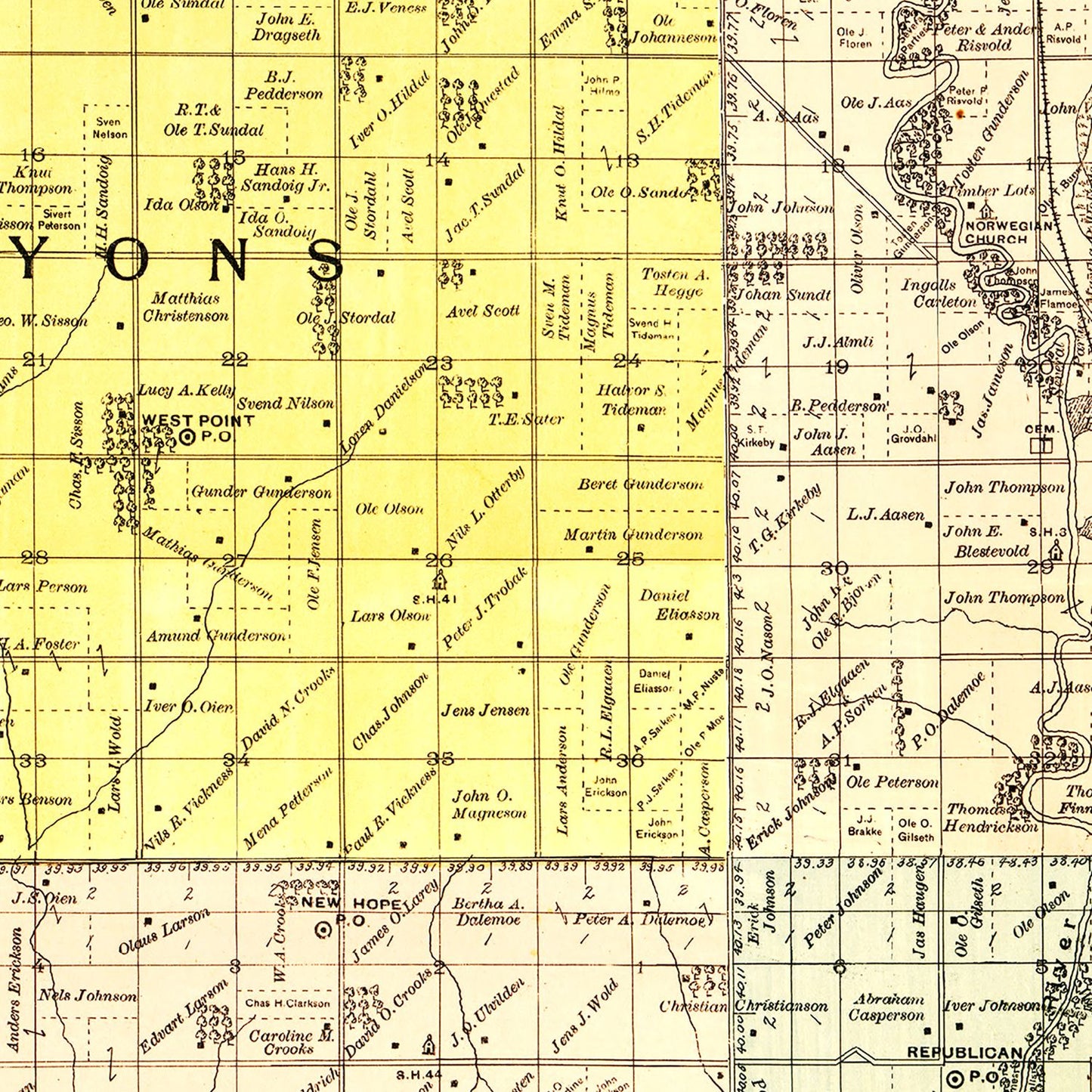 Vintage Map of Minnehaha County, South Dakota, 1893