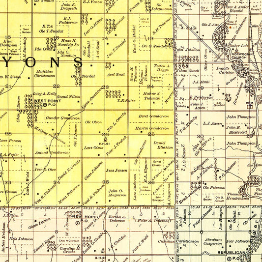 Vintage Map of Minnehaha County, South Dakota, 1893