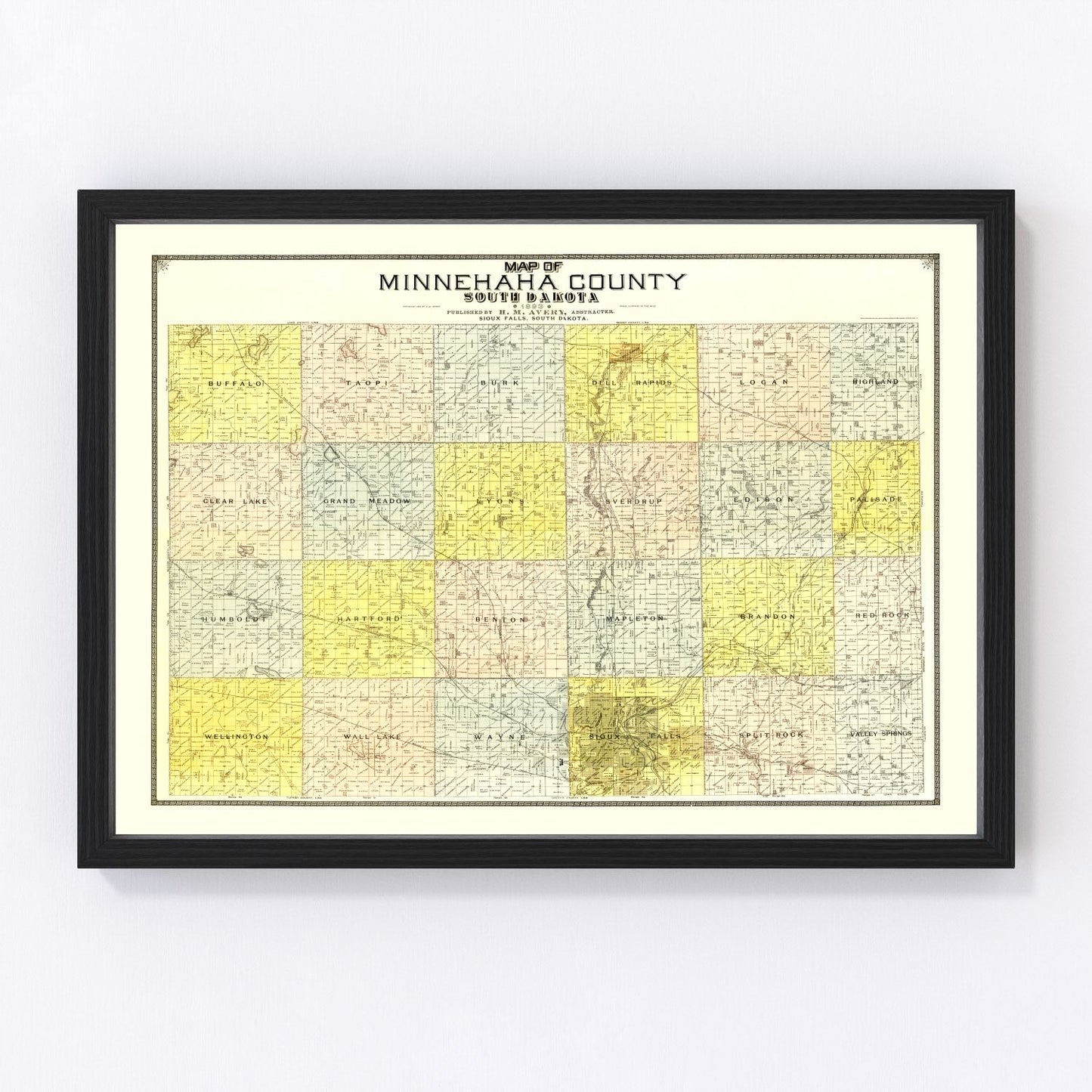 vintage map of Minnehaha County, South Dakota, 1893