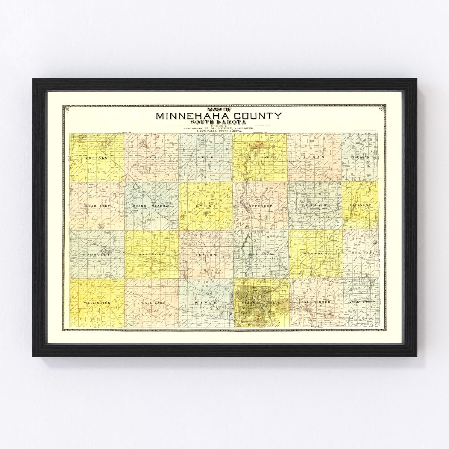 vintage map of Minnehaha County, South Dakota, 1893
