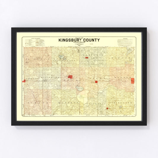 vintage map of Kingsbury County, South Dakota, 1899